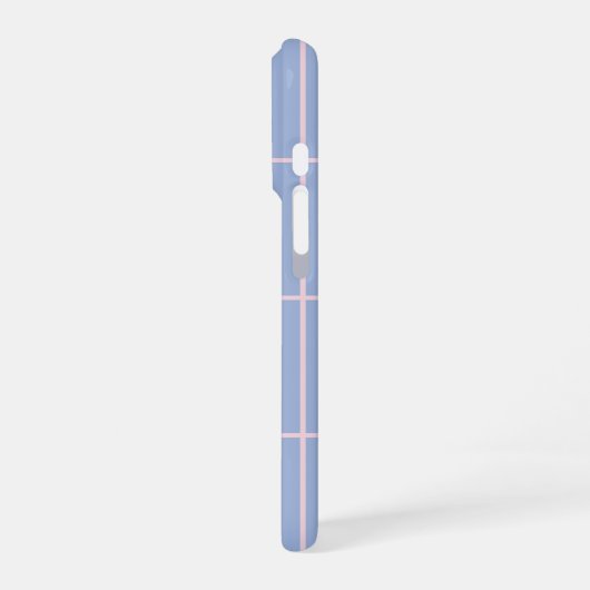 Soft Blue & Pink Grid Pattern iPhoneケース (左側面)