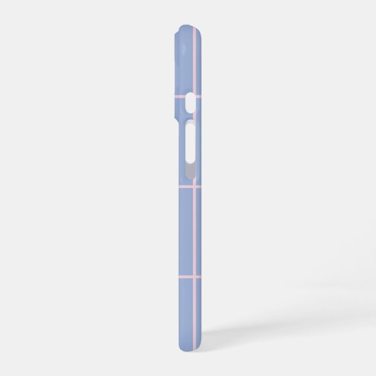 Soft Blue & Pink Grid Pattern iPhone 16ケース (左側面)