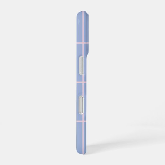 Soft Blue & Pink Grid Pattern iPhone 16ケース (右側面)