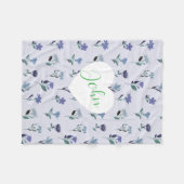 Soft Blue Purple Pink Floral Pattern Baby Blanket  フリースブランケット (正面(横))