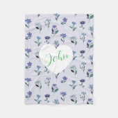 Soft Blue Purple Pink Floral Pattern Baby Blanket  フリースブランケット (正面)
