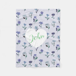 Soft Blue Purple Pink Floral Pattern Baby Blanket  フリースブランケット