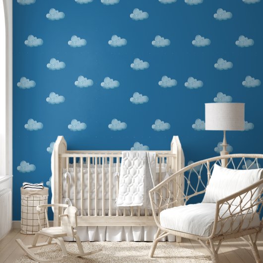 Soft Blue Sky & Fluffy White Clouds Pattern  壁紙 (キッズ)