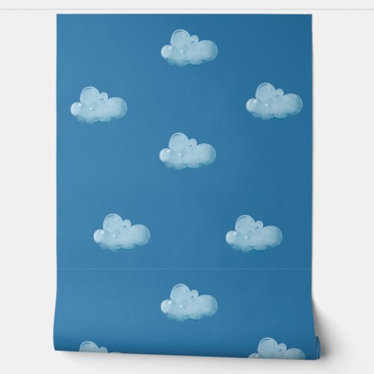 Soft Blue Sky & Fluffy White Clouds Pattern  壁紙 (ほどく)