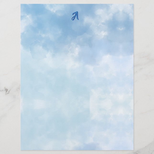 Soft Blue Sky Watercolor Cloud レターヘッド (正面)