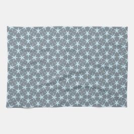 Soft Blue Starburst on Slate Grey Pattern キッチンタオル