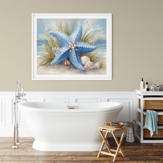 Soft Blue Starfish Coastal Wall Art Print | Poster ポスター