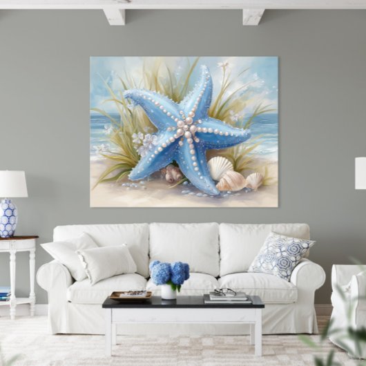 Soft Blue Starfish Coastal Wall Art Print | Poster ポスター