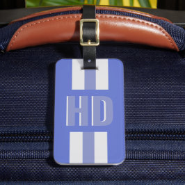 Soft blue striped Shadow monogrammed retro groovy  ラゲッジタグ
