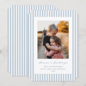Soft Blue Stripes Season's Greetings Flat Photo シーズンカード (正面/裏面)