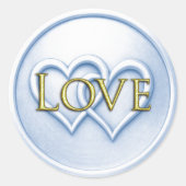 Soft Blue Two Hearts Intertwined Wedding ラウンドシール (正面)