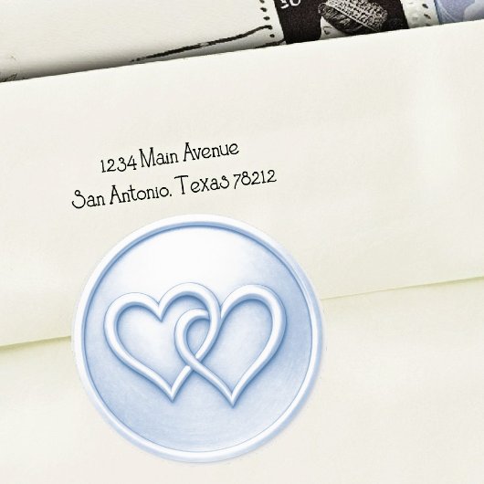 Soft Blue Two Hearts Intertwined Wedding ラウンドシール