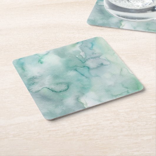 Soft Blue Watercolor Coaster Set スクエアペーパーコースター (アングル)