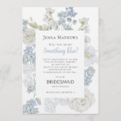 Soft Blue Watercolor Floral Bridesmaid Proposal 招待状 (正面)