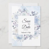 Soft Blue Watercolor Floral Wedding Invitation 招待状 (裏面)