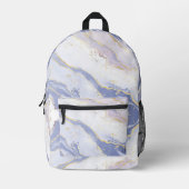 Soft Blue Watercolor Gold Splash Elegant プリントバックパック (正面)