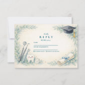 Soft Blue White Coat Dentist Graduation 出欠カード (正面)