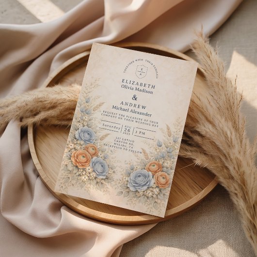 Soft Blue Wildflower Garden Wedding セーブザデート
