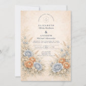 Soft Blue Wildflower Garden Wedding 招待状 (正面)