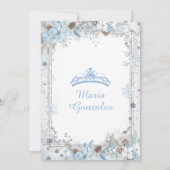 Soft Blue Winter Floral Christmas Sweet Sixteen 招待状 (裏面)