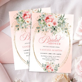 Soft Blush and Gold Botanical Bridal Shower Invite 招待状
