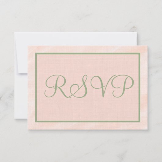 Soft Blush and Sage Green Watercolor 出欠カード (正面)