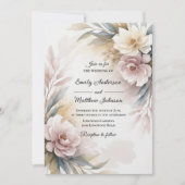 Soft Blush Botanical Border Wedding Invitation 招待状 (正面)