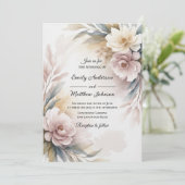 Soft Blush Botanical Border Wedding Invitation 招待状 (スタンド正面)