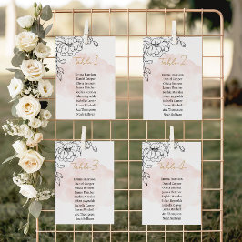 Soft Blush Botanical Elegance with Modern Floral テーブルナンバー