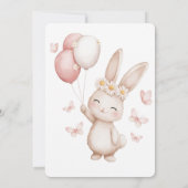 Soft Blush Bunny First Birthday 招待状 (裏面)