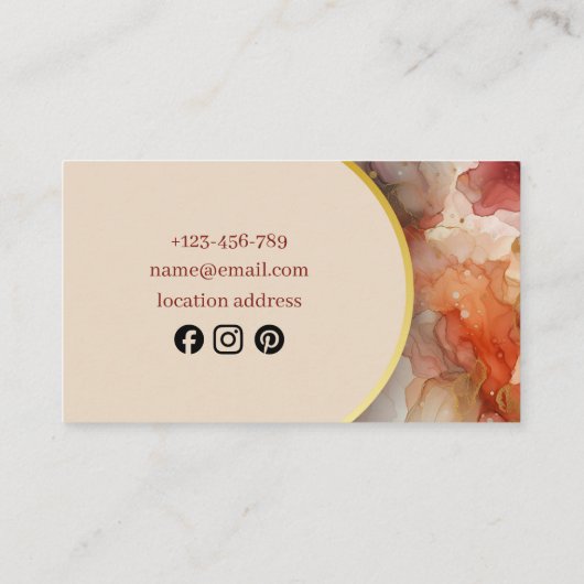 Soft blush, elegant marble Sparkle 名刺 (裏面)