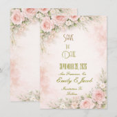 Soft Blush Floral Flat Card Save The Date (正面/裏面)