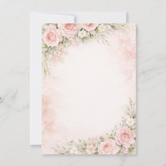 Soft Blush Floral Flat Card Save The Date (裏面)