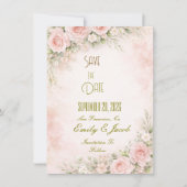 Soft Blush Floral Flat Card Save The Date (正面)