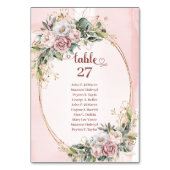 Soft Blush Floral Greenery Gold Table Numbers テーブルナンバー (正面)
