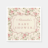 Soft Blush Floral Heirloom Baby Shower スタンダードカクテルナプキン (正面)