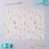 Soft Blush Floral Pattern Tissue Paper 薄葉紙 (クラフト)