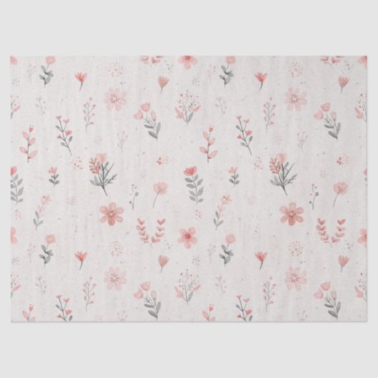 Soft Blush Floral Pattern Tissue Paper 薄葉紙 (正面)