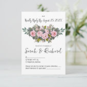 Soft Blush Floral Wedding 出欠カード (スタンド正面)