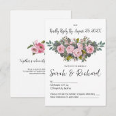 Soft Blush Floral Wedding 出欠カード (正面/裏面)