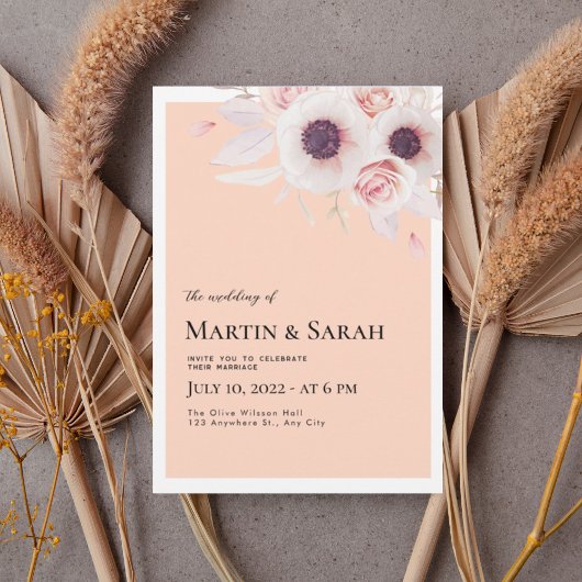 Soft Blush Floral Wedding Invitation 招待状