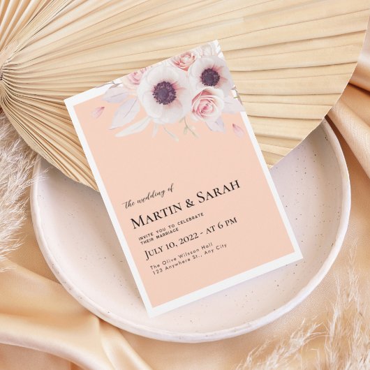 Soft Blush Floral Wedding Invitation 招待状