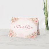 Soft Blush Garden Baby Shower Folded Thank You サンキューカード (正面)