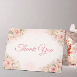 Soft Blush Garden Baby Shower Folded Thank You サンキューカード