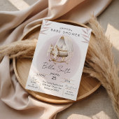 Soft Blush Gold Bassinet Baby Shower Invitation 招待状