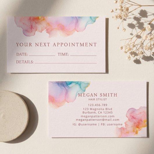 Soft Blush Ink Modern Appointment Card 予約カード