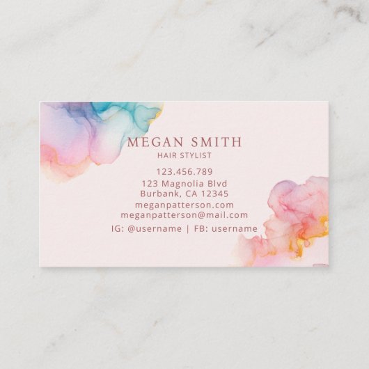 Soft Blush Ink Modern Appointment Card 予約カード (裏面)