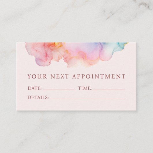 Soft Blush Ink Modern Appointment Card 予約カード (正面)