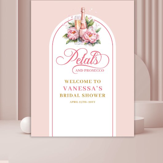 Soft blush petals and prosecco party backdrop   タペストリー