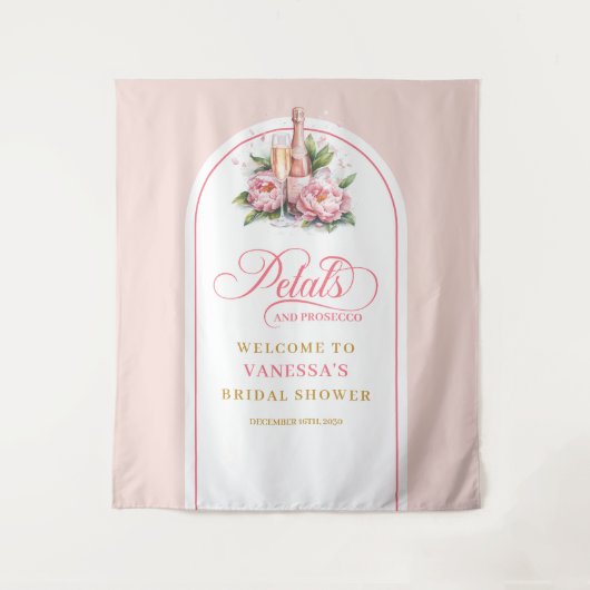 Soft blush petals and prosecco party backdrop   タペストリー (正面)